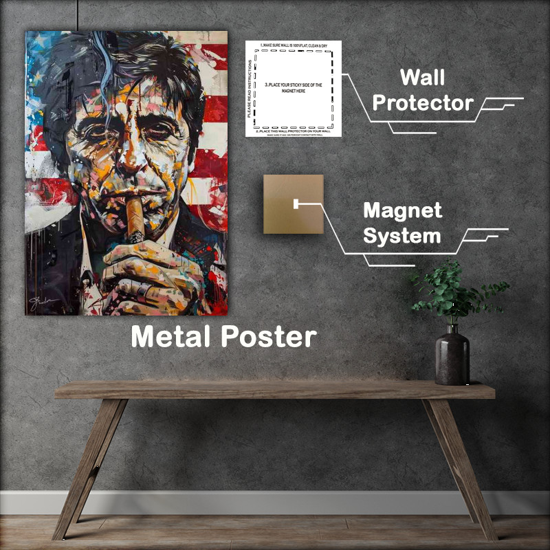 Buy Metal Poster : (Al Pachino scarface painted style)