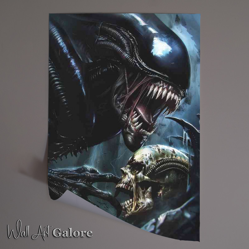 Buy Unframed Poster : (Alien holding up the skull)