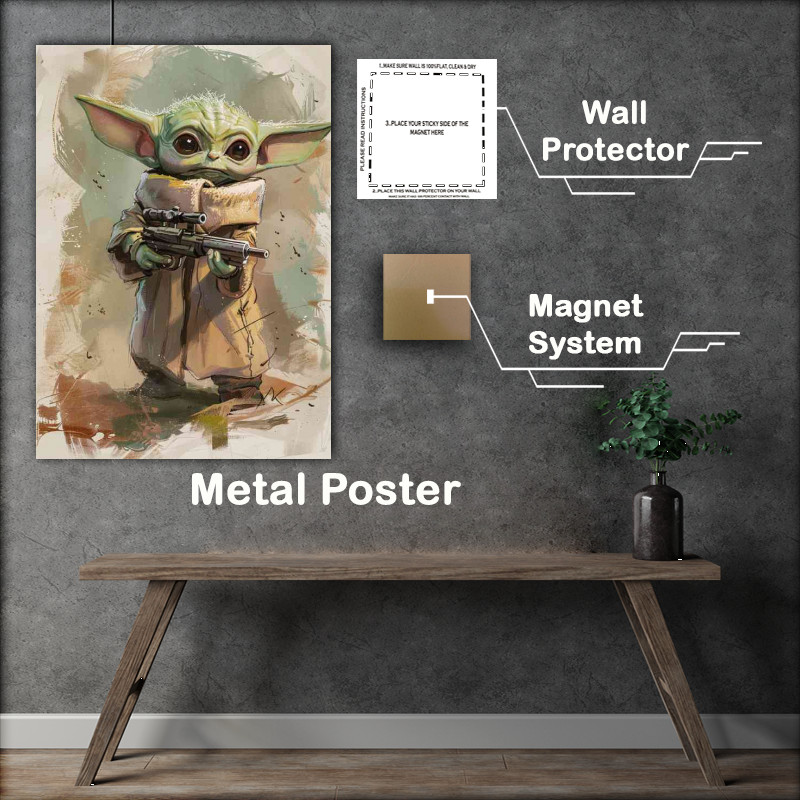 Buy Metal Poster : (Baby yoda painted style art)
