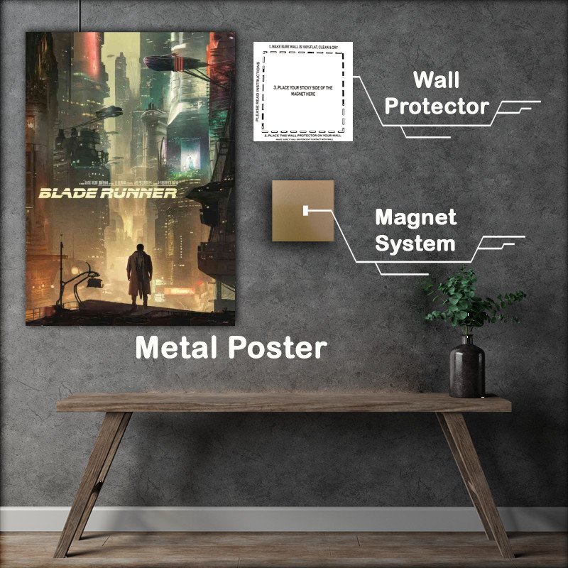 Buy Metal Poster : (Blade runner futuristic cityscape)