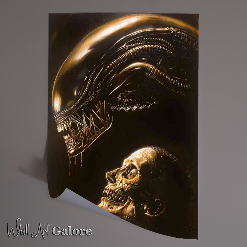 Buy Unframed Poster : (Dark fantasy painting of an alien xenomorph head)