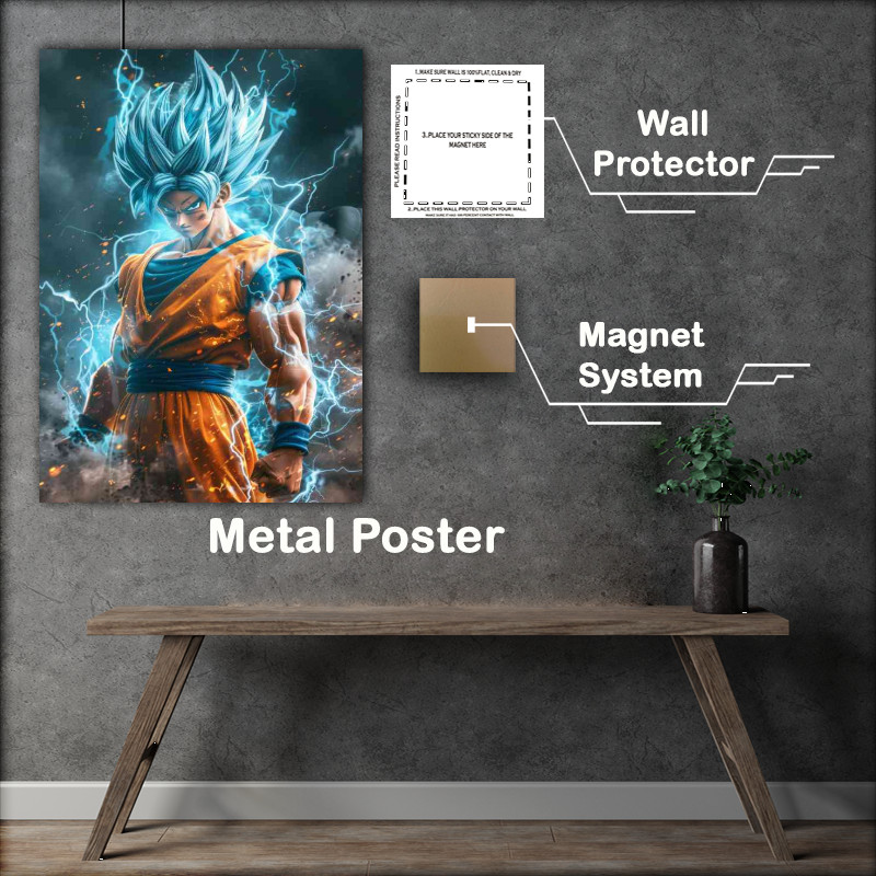 Buy Metal Poster : (Goku with super instint glowing blue)