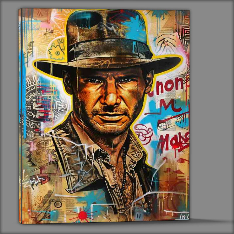 Buy Canvas : (Graffiti harrison ford with the famous hat)