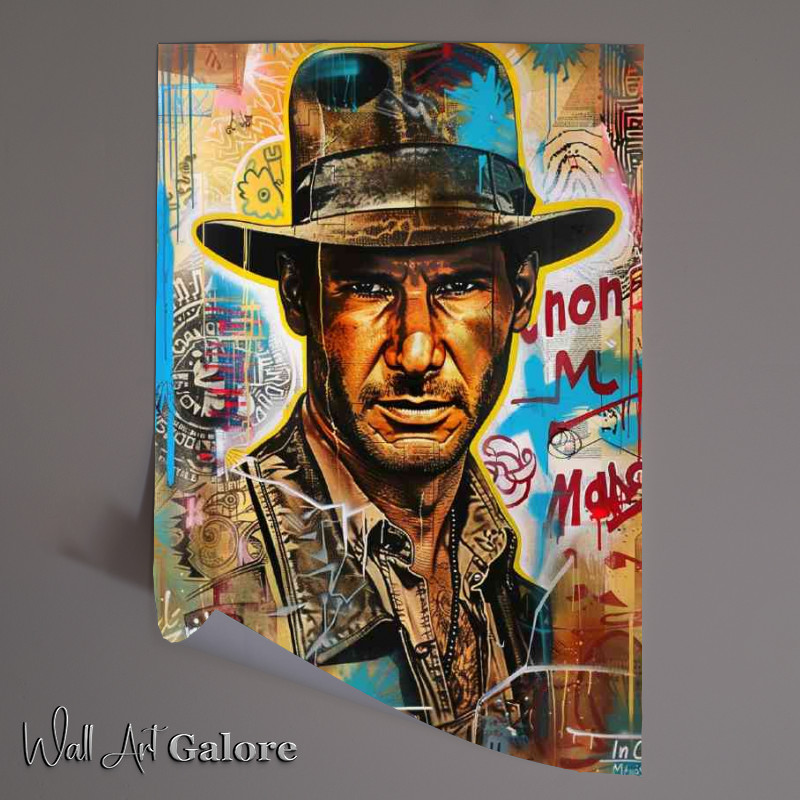 Buy Unframed Poster : (Graffiti harrison ford with the famous hat)