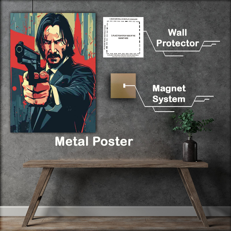 Buy Metal Poster : (John wick Kenu vector style)