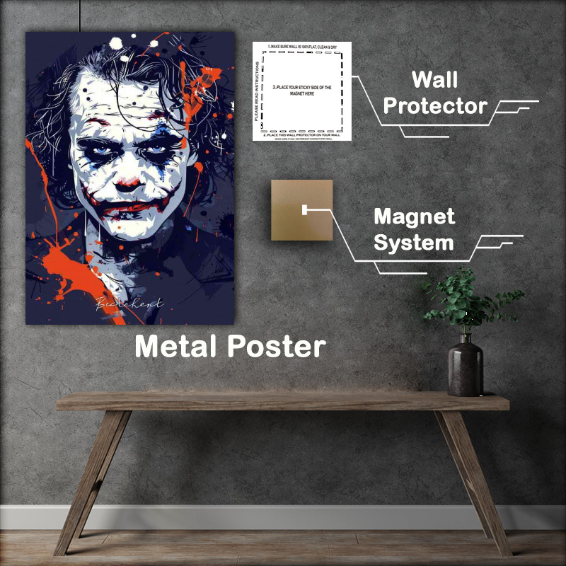 Buy Metal Poster : (Joker with blue eyes popart style)