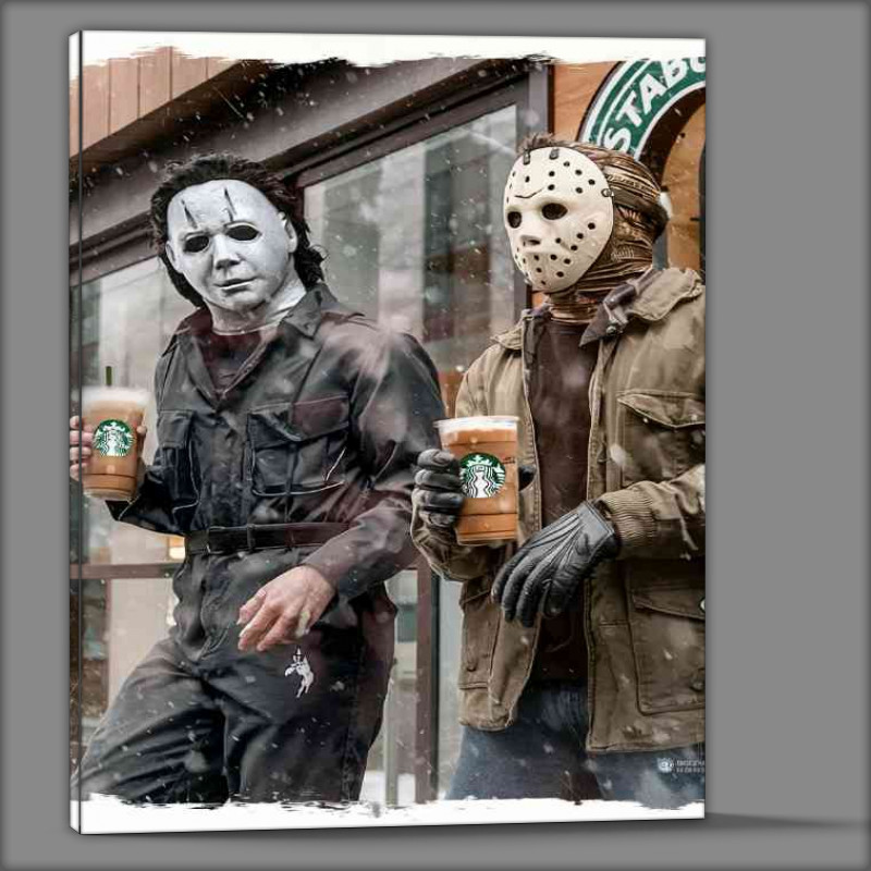 Buy Canvas : (Michael myers and jason voorhees having a pint)