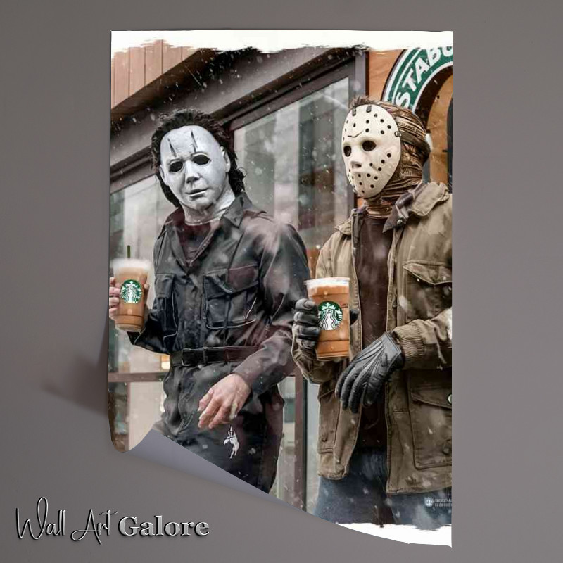 Buy Unframed Poster : (Michael myers and jason voorhees having a pint)