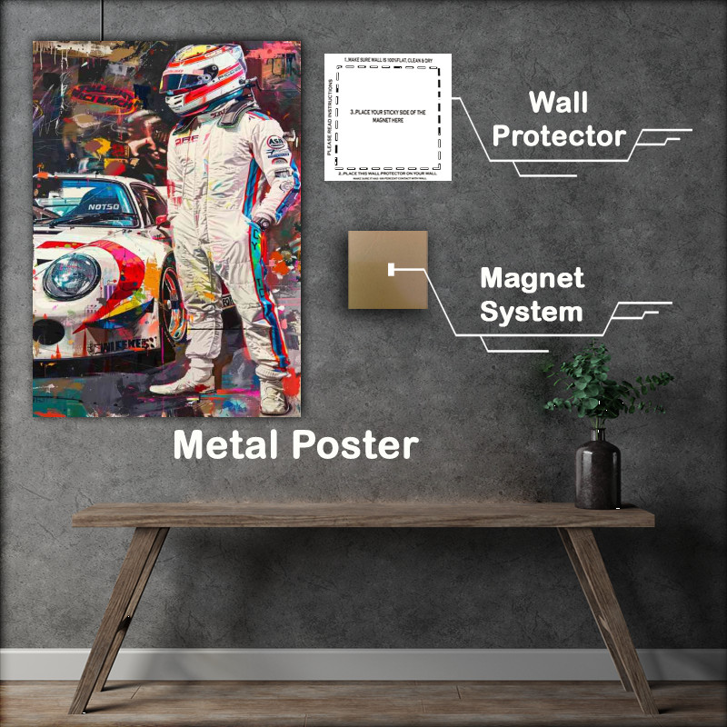 Buy Metal Poster : (Racing driver suited up)