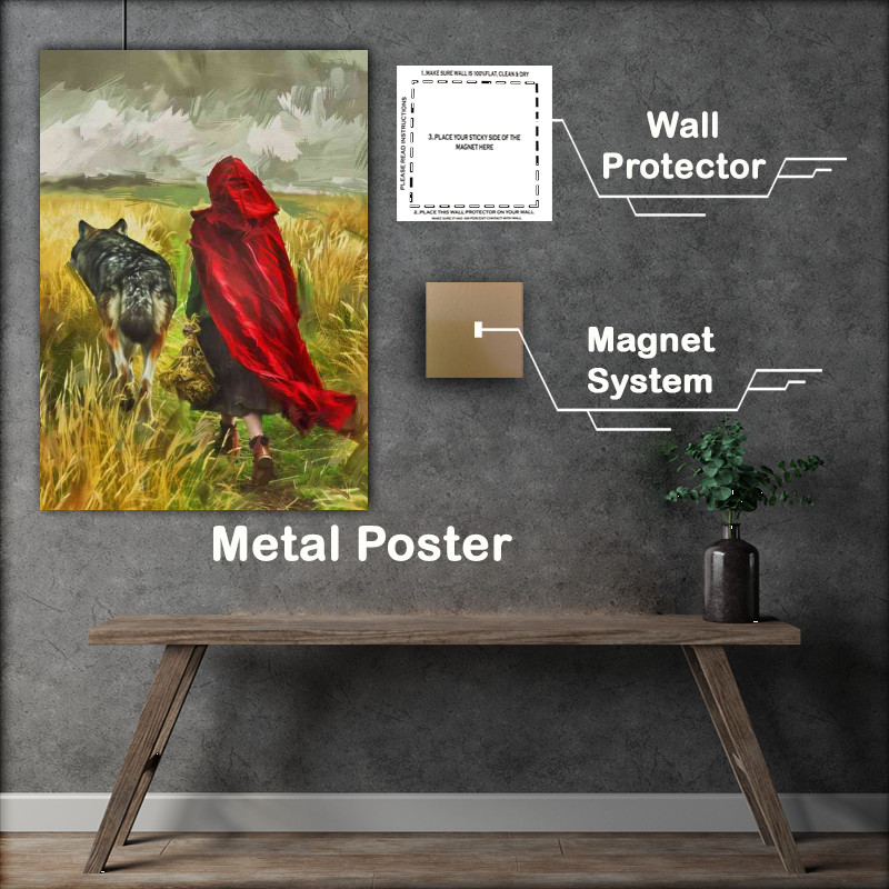 Buy Metal Poster : (Red cloak walking the wolves)