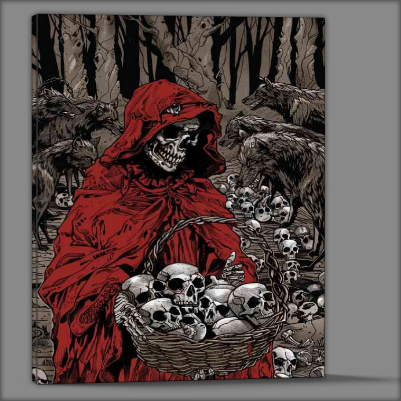 Buy Canvas : (Red riding hood with a basket of skulls)