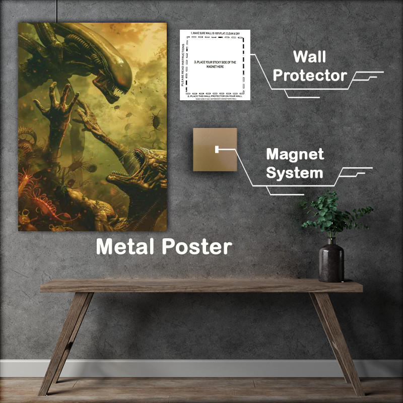 Buy Metal Poster : (Space aliens on another planet)