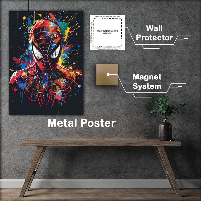 Buy Metal Poster : (Spiderman i nthe style of a splash art graffiti)