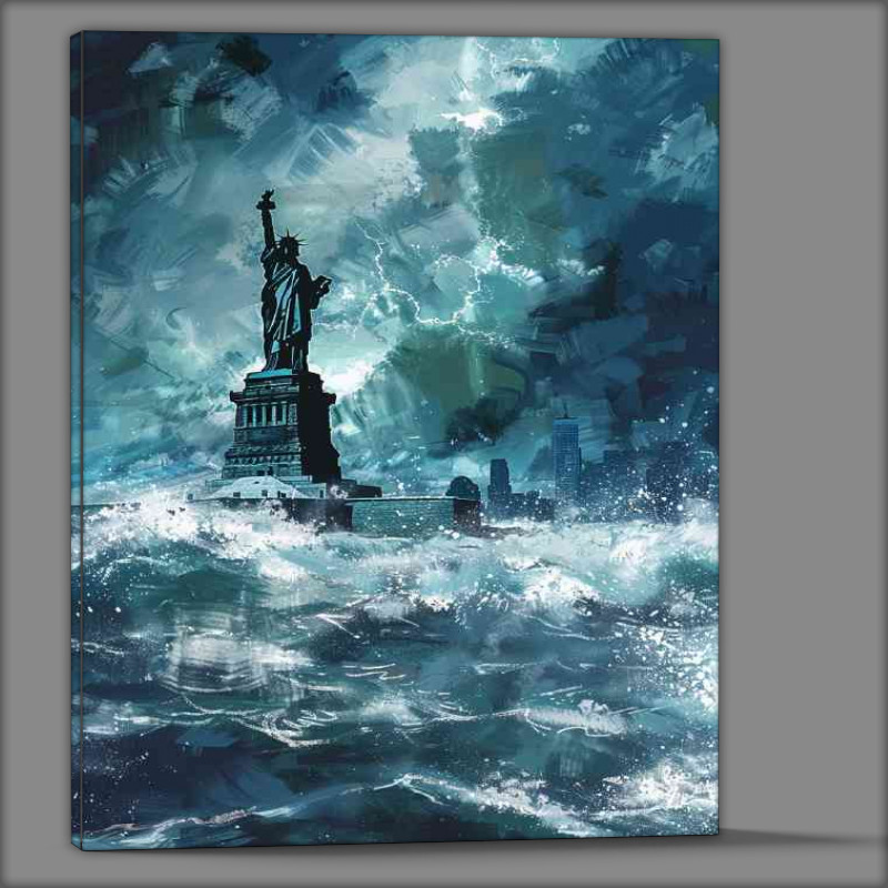 Buy Canvas : (Statue of liberty immersed in water)
