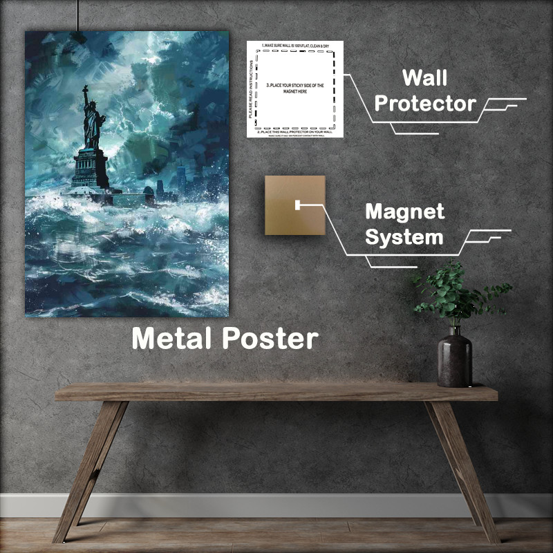 Buy Metal Poster : (Statue of liberty immersed in water)