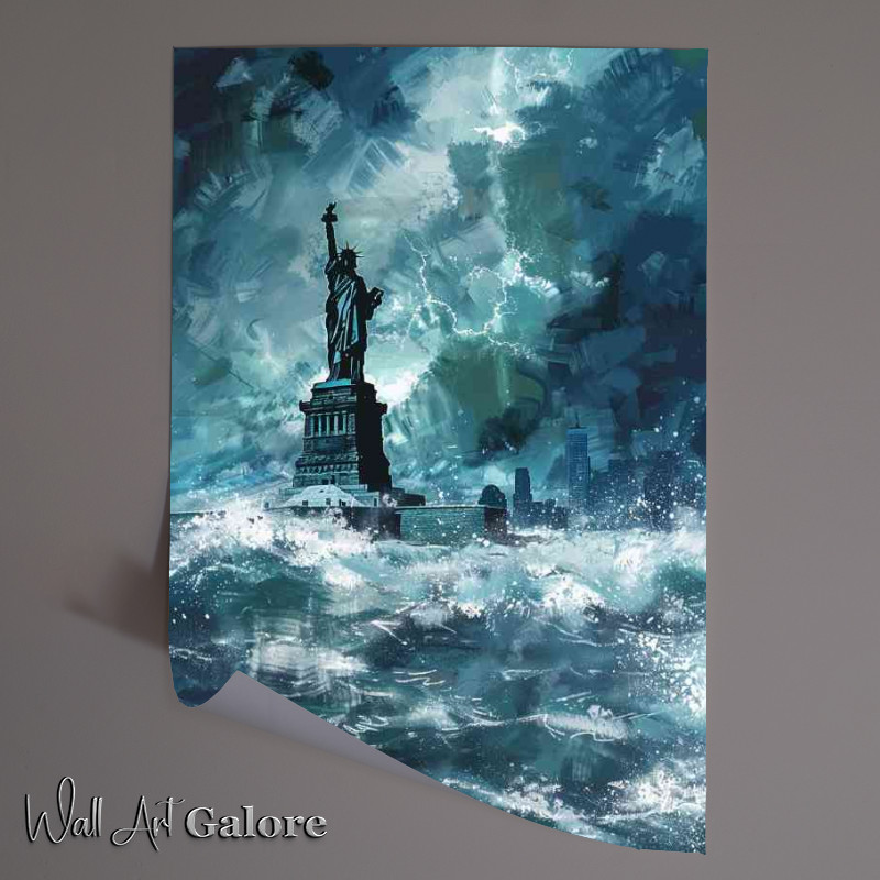 Buy Unframed Poster : (Statue of liberty immersed in water)