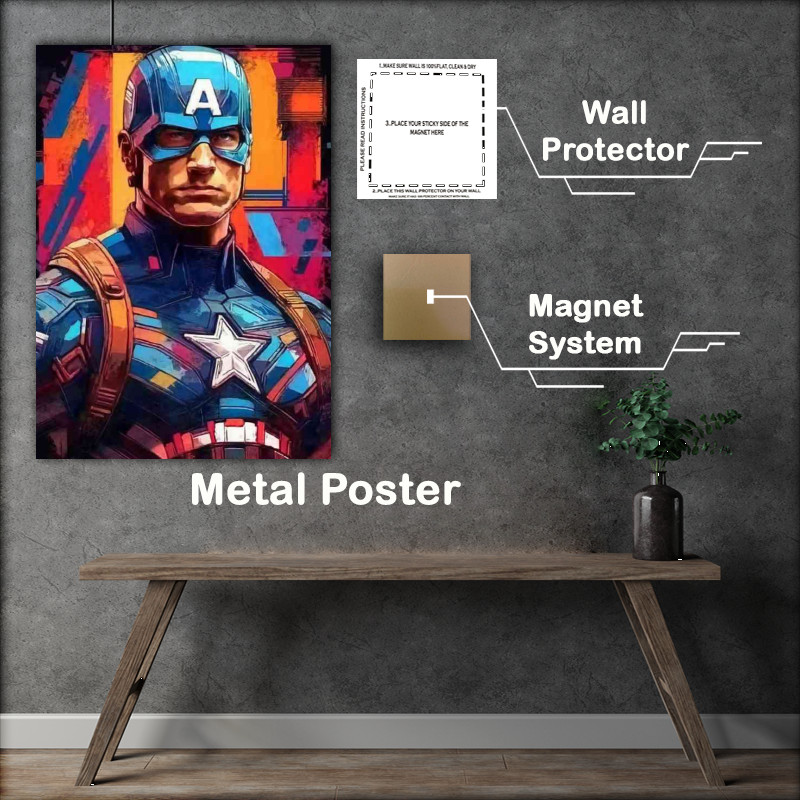 Buy Metal Poster : (Styleised portrait of a super hero painted)