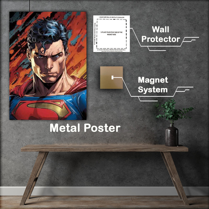 Buy Metal Poster : (Superman hero painted style)