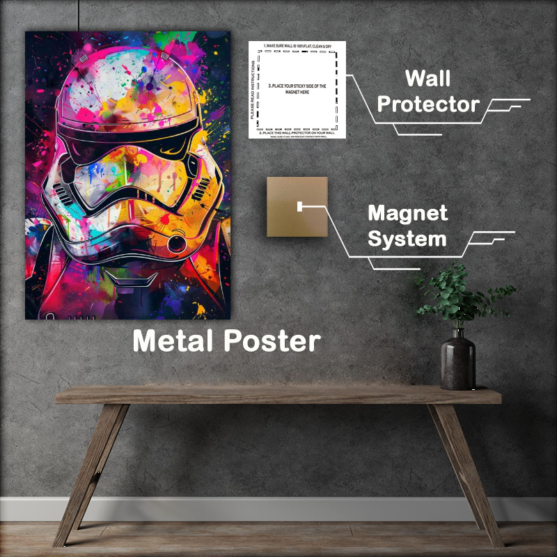 Buy Metal Poster : (Trooper filled with painted splashed art)