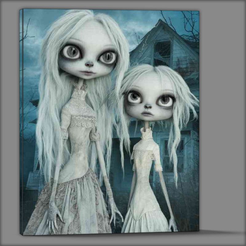 Buy Canvas : (Two ghostly figures with large eyes)