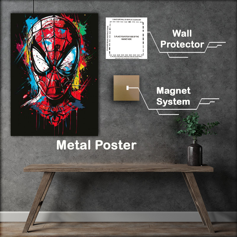 Buy Metal Poster : (vector style spiderman face)
