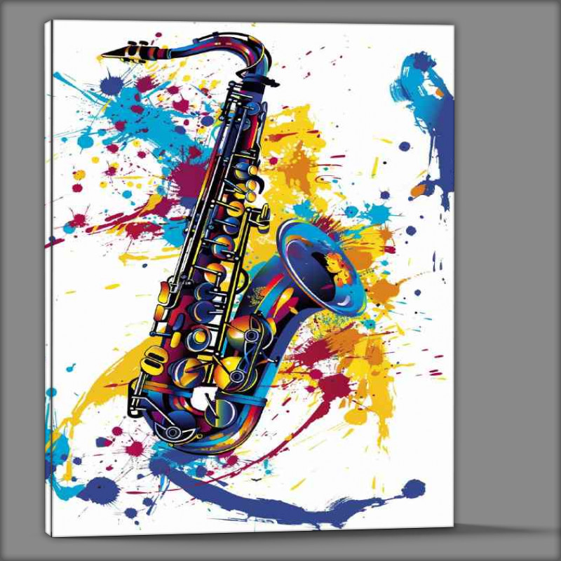 Buy Canvas : (Abstract colorful design with saxophone)