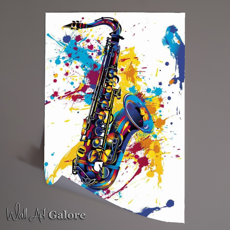 Buy Unframed Poster : (Abstract colorful design with saxophone)