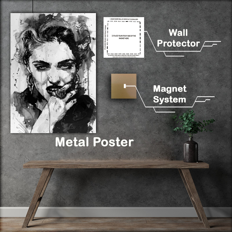 Buy Metal Poster : (Madonna into the groove style ink art)