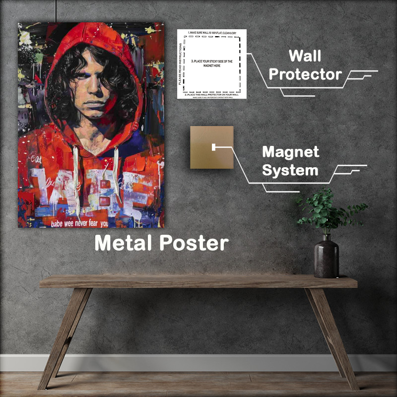 Buy Metal Poster : (of Jim Morrison red hoodie)