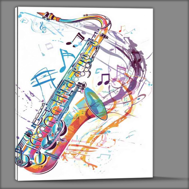 Buy Canvas : (Saxophone with musical notes)