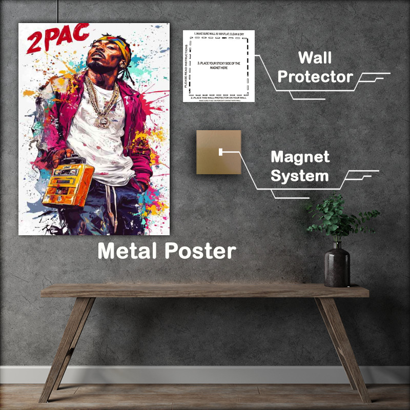 Buy Metal Poster : (Tupac with his boombox)