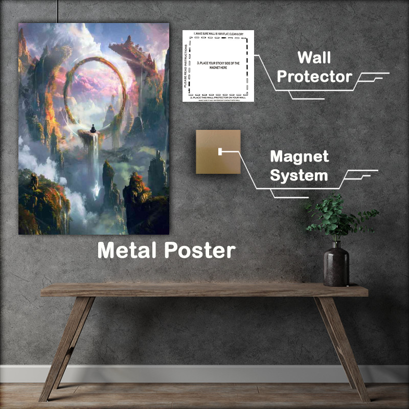 Buy Metal Poster : (Fantasy world floating island ring of life)