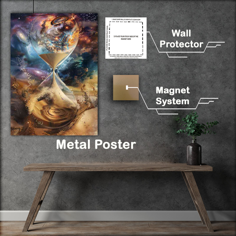 Buy Metal Poster : (Hourglass the sand of time cosmos)