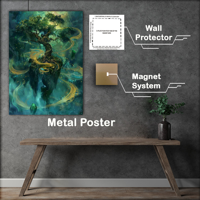 Buy Metal Poster : (ancient tree in the centre of a island)