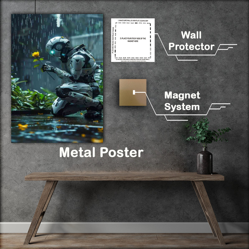 Buy Metal Poster : (Ai robot meets plantlife)