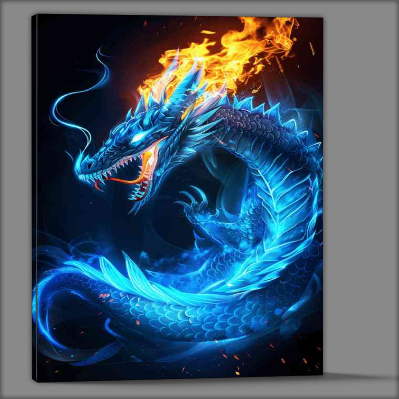 Buy Canvas : (Blue dragon glowing scales)