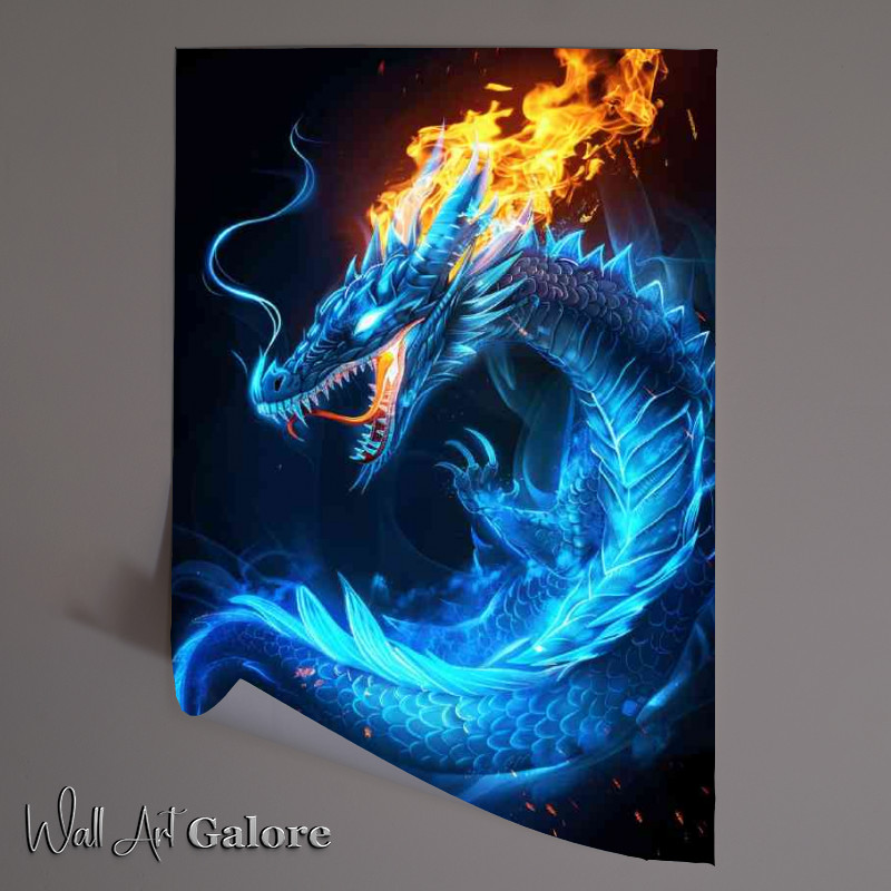 Buy Unframed Poster : (Blue dragon glowing scales)