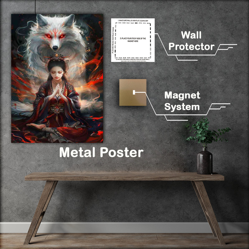 Buy Metal Poster : (Chinese woman in ancient costume red eyes wolf)