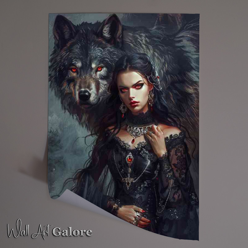 Buy Unframed Poster : (Dark haired woman with her wolf)