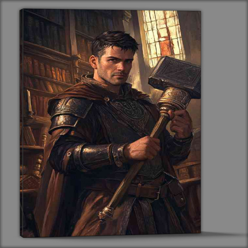 Buy Canvas : (Fantasy game video man and staff hammer)