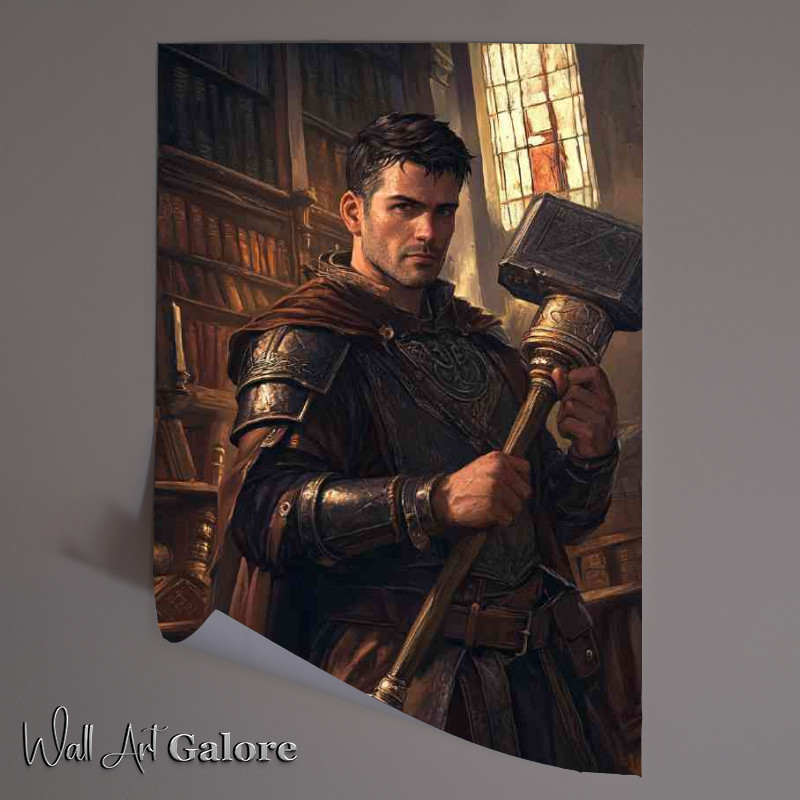 Buy Unframed Poster : (Fantasy game video man and staff hammer)