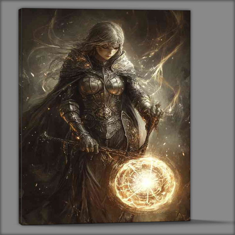 Buy Canvas : (Female fantasy warrior holding light)