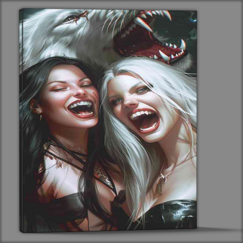 Buy Canvas : (Female vampires and the wolf)