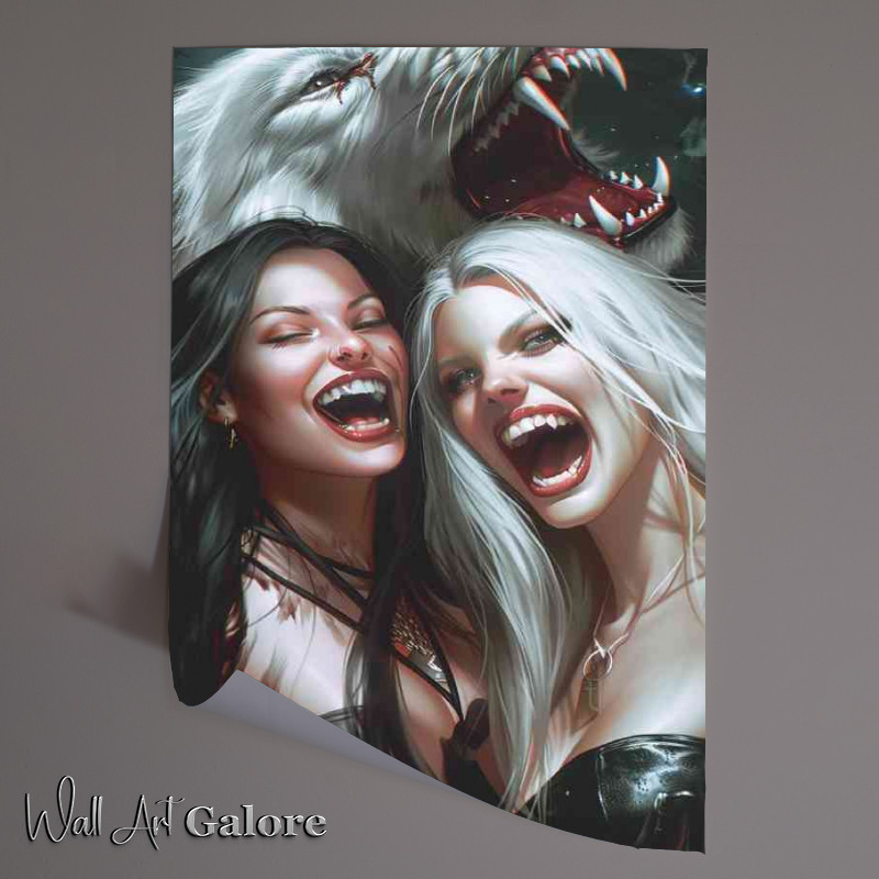 Buy Unframed Poster : (Female vampires and the wolf)