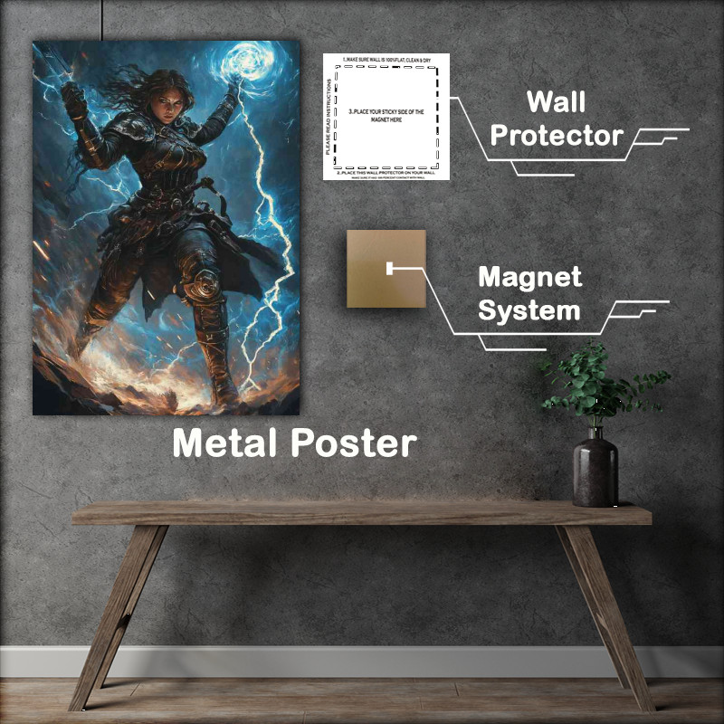 Buy Metal Poster : (Female warrior holding light energy)