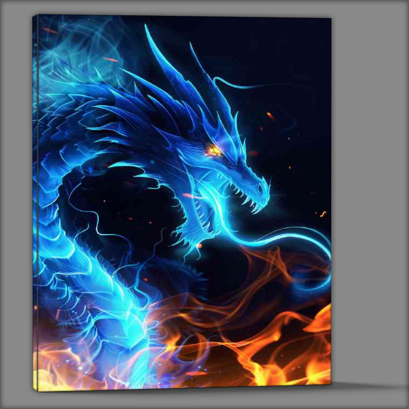 Buy Canvas : (Glowing light blue scales dragon fire)