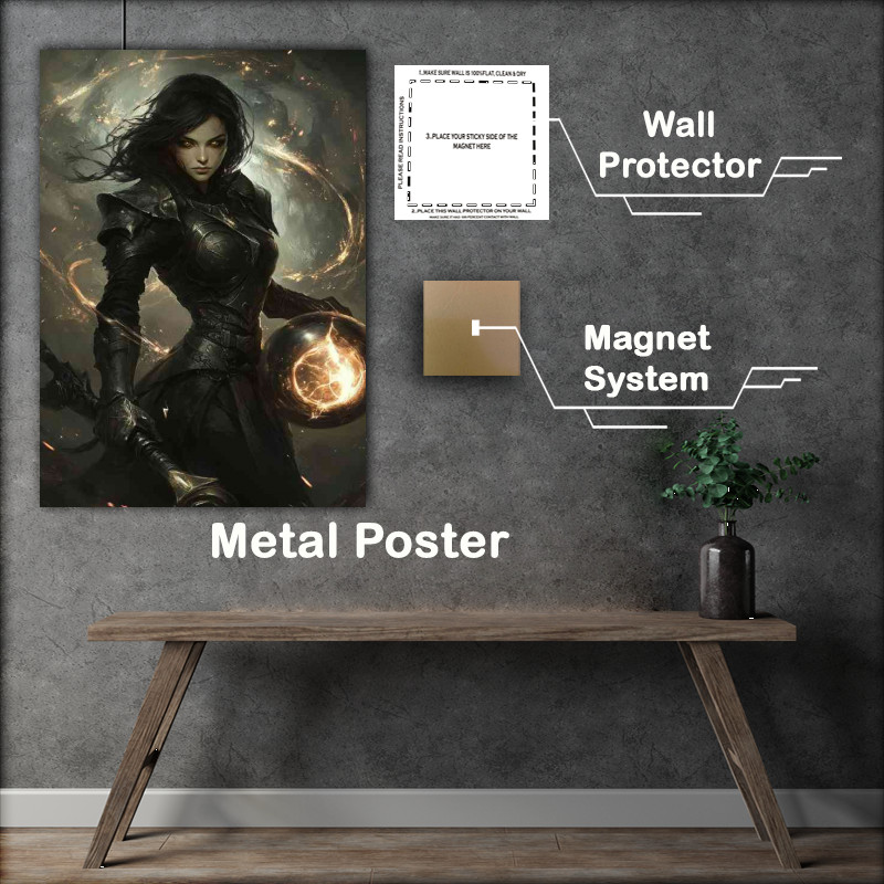 Buy Metal Poster : (Godess wizzard lady with fire ball)