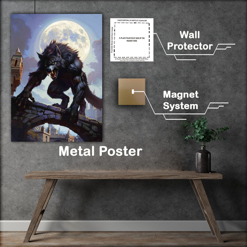 Buy Metal Poster : (Grey werewolf at night)