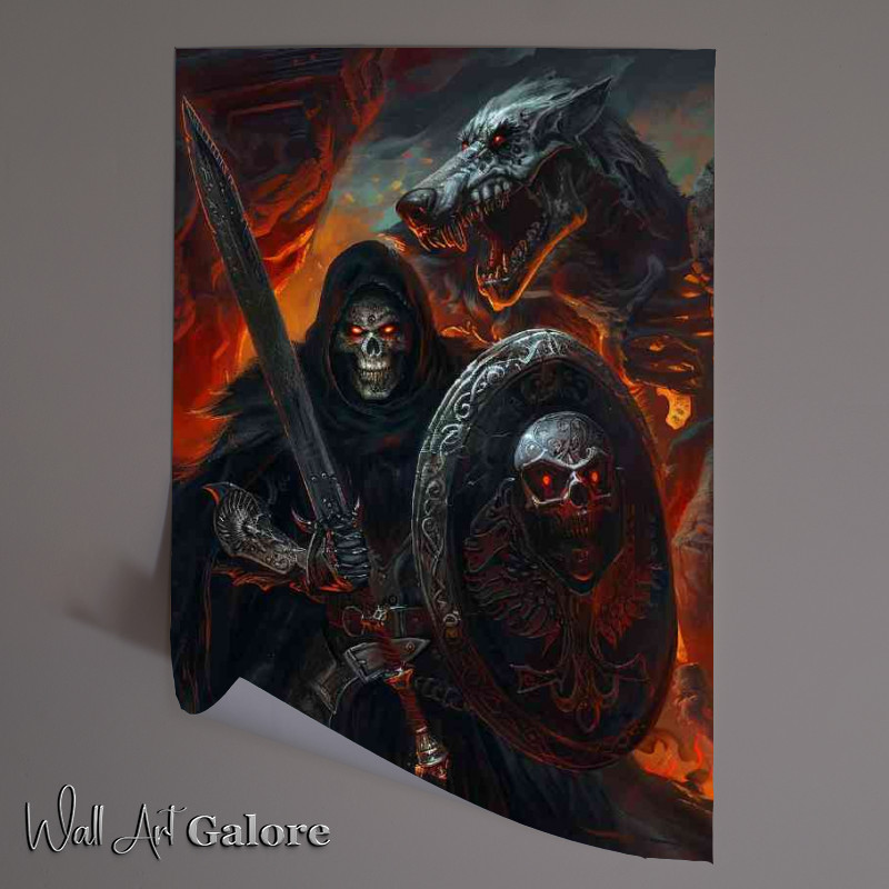 Buy Unframed Poster : (Grim reaper holding up an ornate shield)