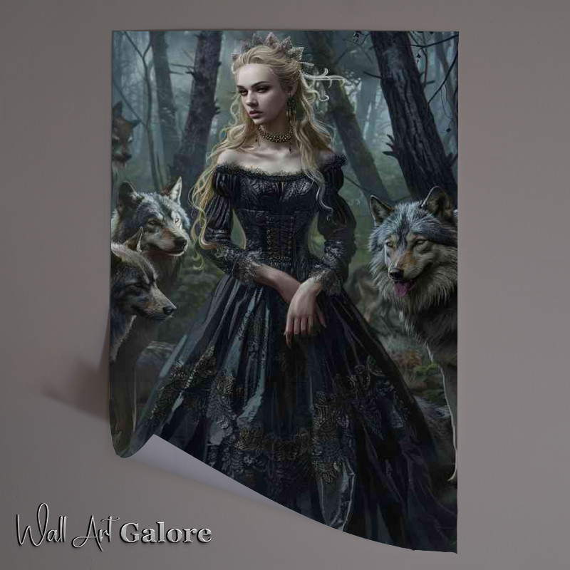 Buy Unframed Poster : (Lady in black with the wolf pack)